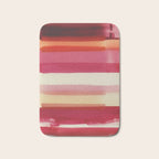 Watercolor Stripe Pattern in Warm Red Pink and Cream Bath Mat Gallery Image 1
