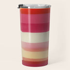 Watercolor Stripe Pattern in Warm Red Pink and Cream Travel Mug Gallery Image 3