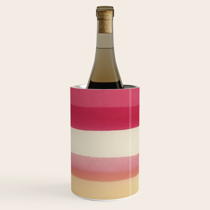 Watercolor Stripe Pattern in Warm Red Pink and Cream Wine Chiller Gallery Image 1