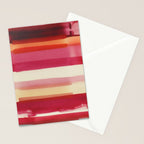 Watercolor Stripe Pattern in Warm Red Pink and Cream Stationery Card Gallery Image 2