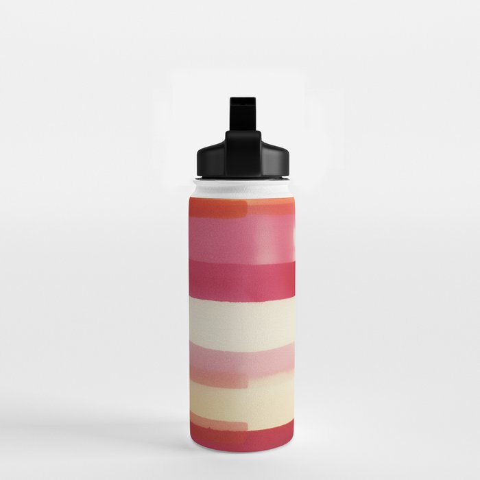 Watercolor Stripe Pattern in Warm Red Pink and Cream Water Bottle Gallery Image 2
