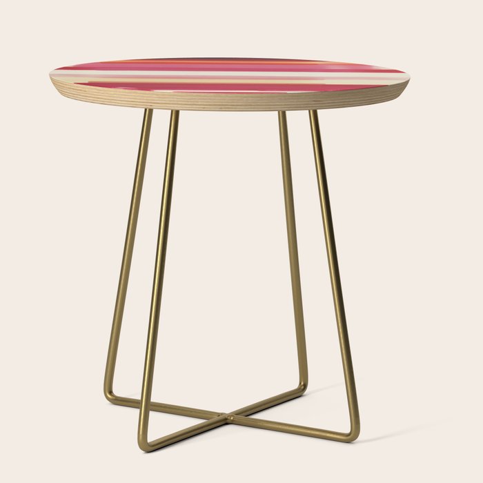 Watercolor Stripe Pattern in Warm Red Pink and Cream Side Table Gallery Image 1