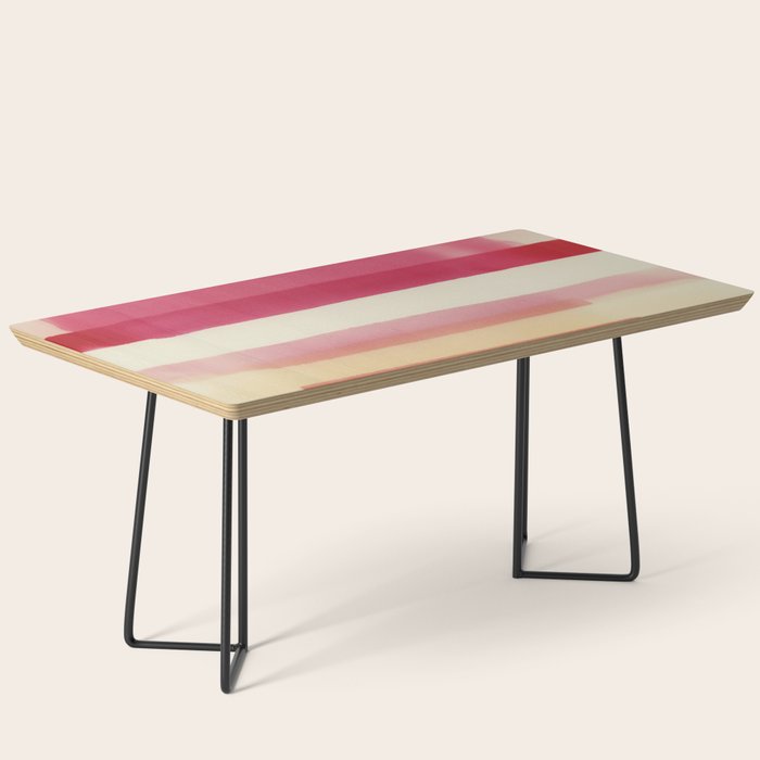 Watercolor Stripe Pattern in Warm Red Pink and Cream Coffee Table Gallery Image 1