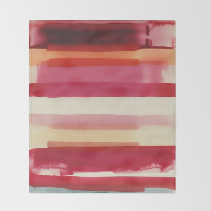 Watercolor Stripe Pattern in Warm Red Pink and Cream Throw Blanket Gallery Image 2