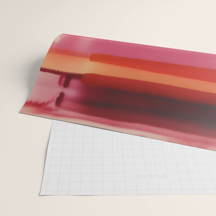 Watercolor Stripe Pattern in Warm Red Pink and Cream Wrapping Paper Gallery Image 2