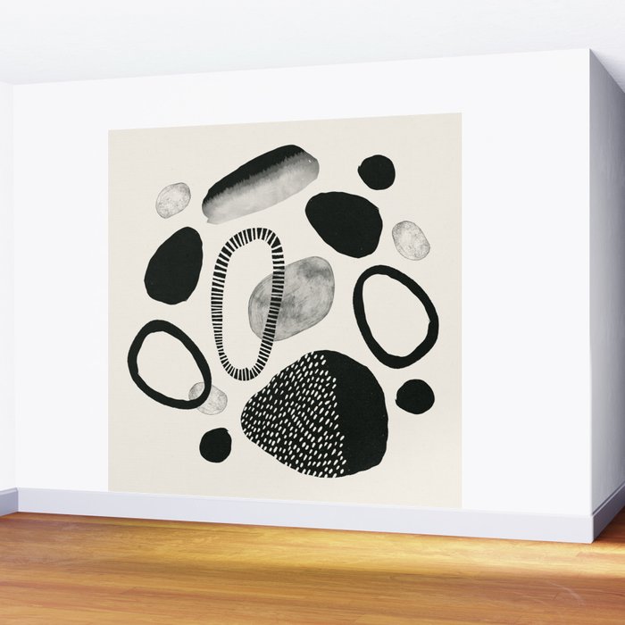 Monochrome Abstract Shapes #1  Wall Mural Gallery Image 2