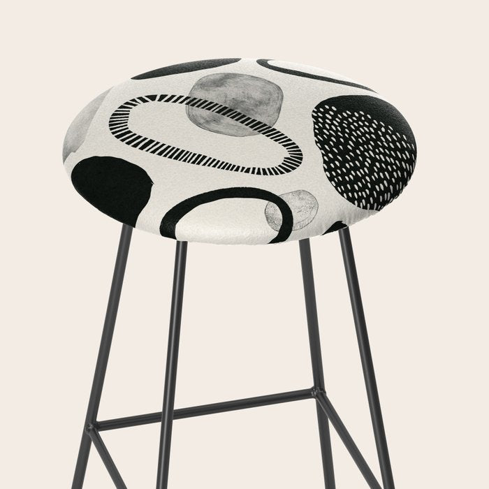 Monochrome Abstract Shapes #1  Stool Gallery Image 2