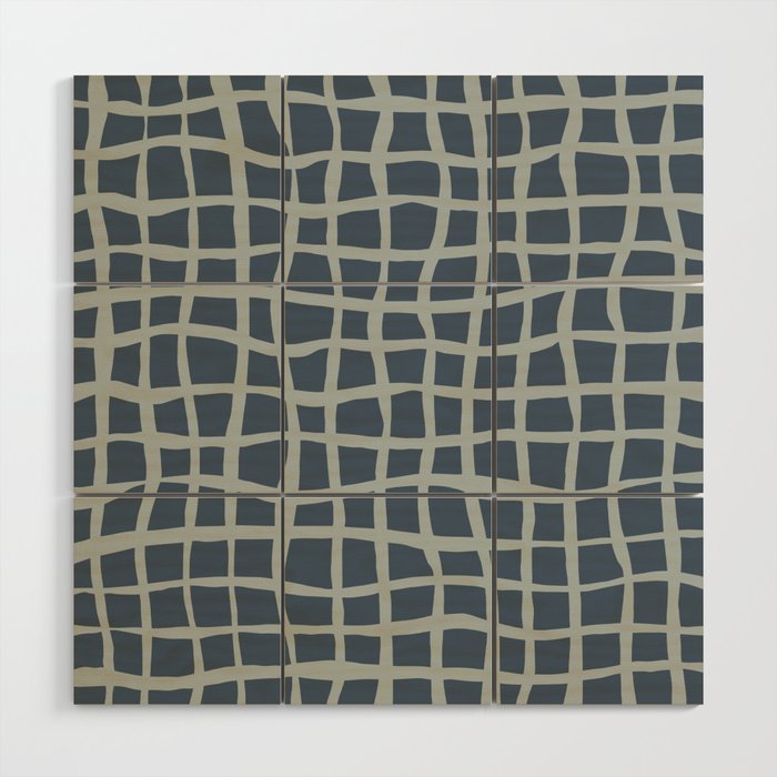 Modern Mesh Pattern in Neutral Blue Gray Wood Wall Art Gallery Image 1