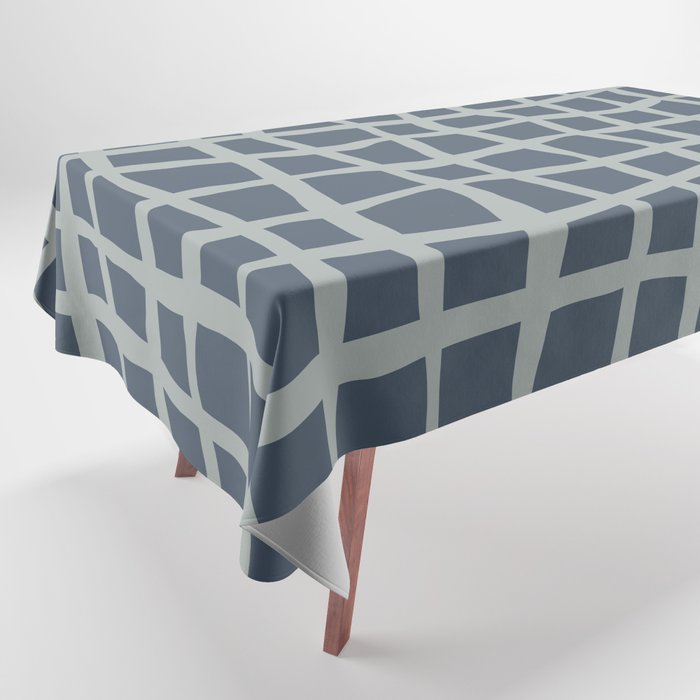 Modern Mesh Pattern in Neutral Blue Gray Tablecloth Gallery Image 1