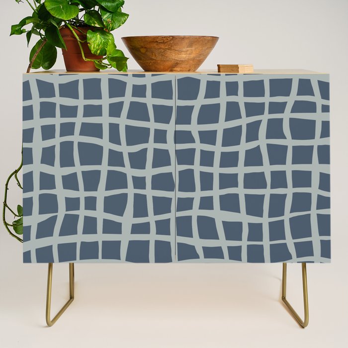 Modern Mesh Pattern in Neutral Blue Gray Credenza Gallery Image 1