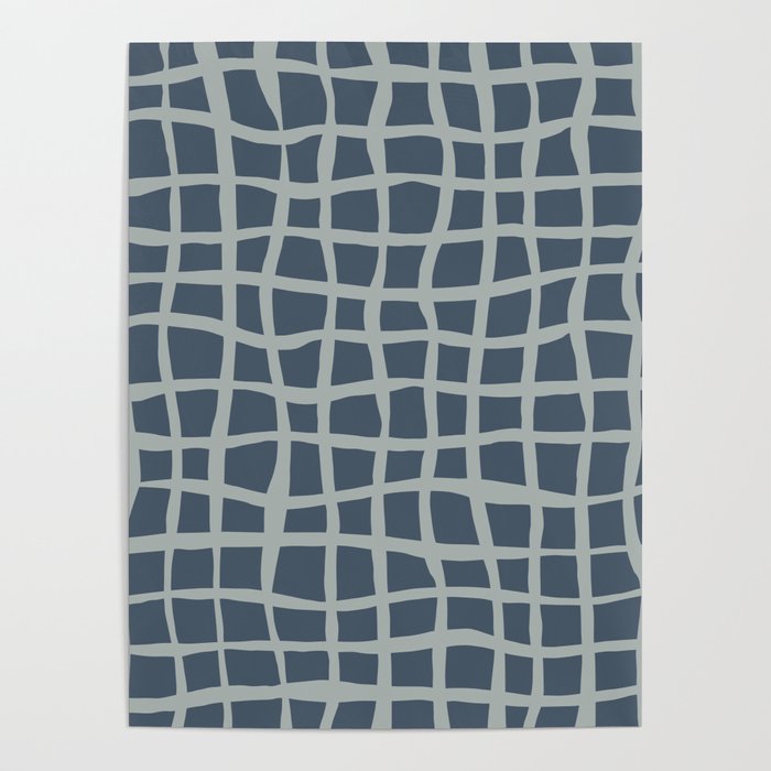 Modern Mesh Pattern in Neutral Blue Gray Poster Gallery Image 4