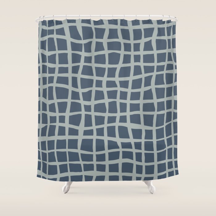 Modern Mesh Pattern in Neutral Blue Gray Shower Curtain Gallery Image 1