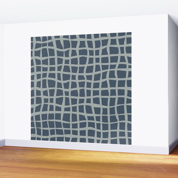 Modern Mesh Pattern in Neutral Blue Gray Wall Mural Gallery Image 2