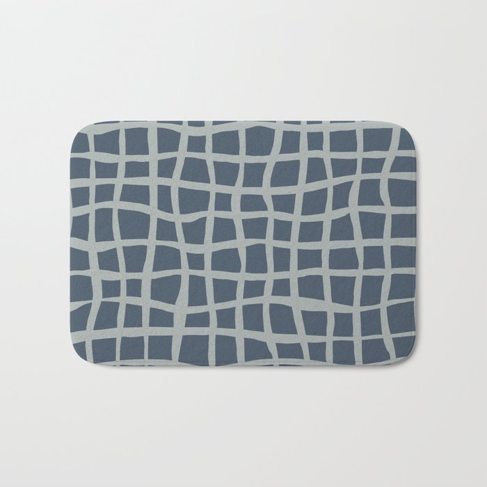 Modern Mesh Pattern in Neutral Blue Gray Bath Mat Gallery Image 1