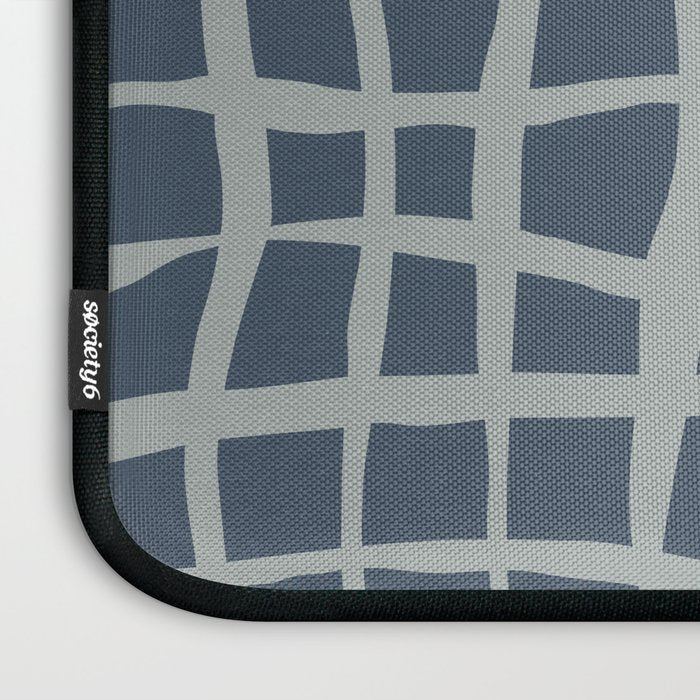 Modern Mesh Pattern in Neutral Blue Gray Laptop Sleeve Gallery Image 3