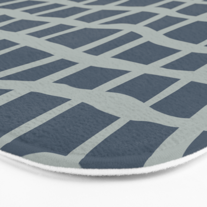 Modern Mesh Pattern in Neutral Blue Gray Bath Mat Gallery Image 3