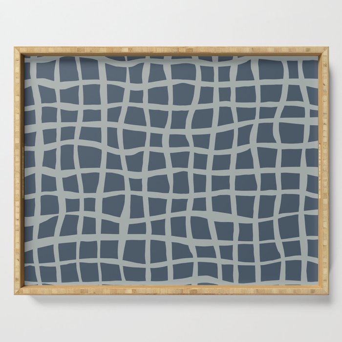 Modern Mesh Pattern in Neutral Blue Gray Serving Tray Gallery Image 1