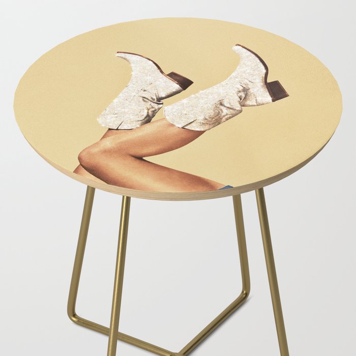 These Boots - Glitter Yellow & Tan Side Table Gallery Image 2