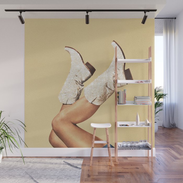 These Boots - Glitter Yellow & Tan Wall Mural Gallery Image 1