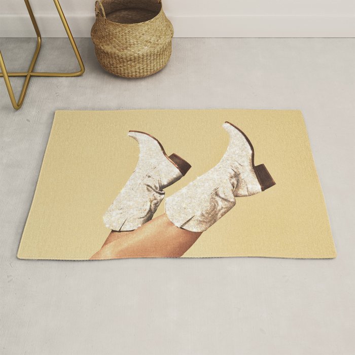 These Boots - Glitter Yellow & Tan Rug Gallery Image 1