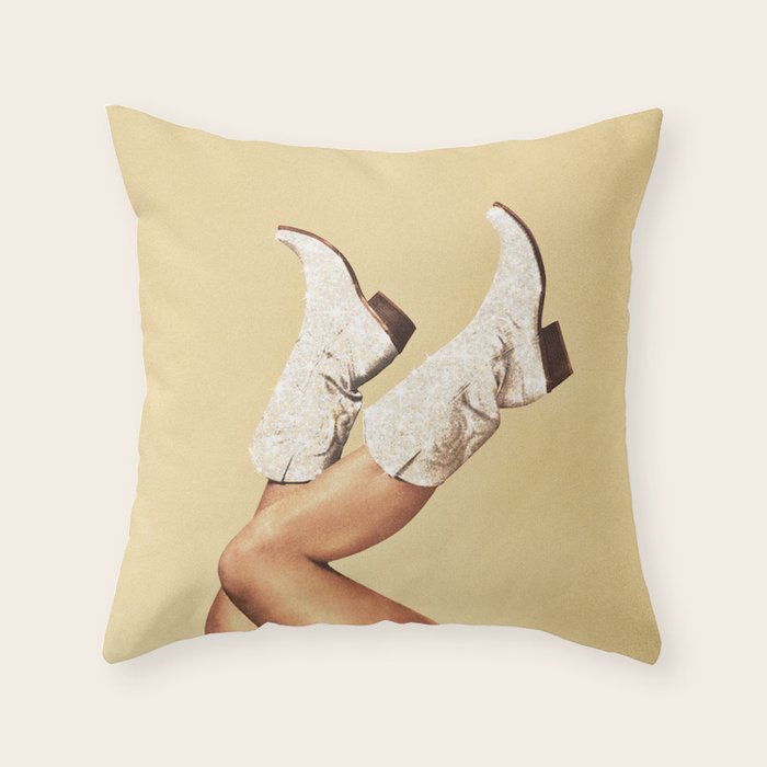 These Boots - Glitter Yellow & Tan Throw Pillow Gallery Image 6