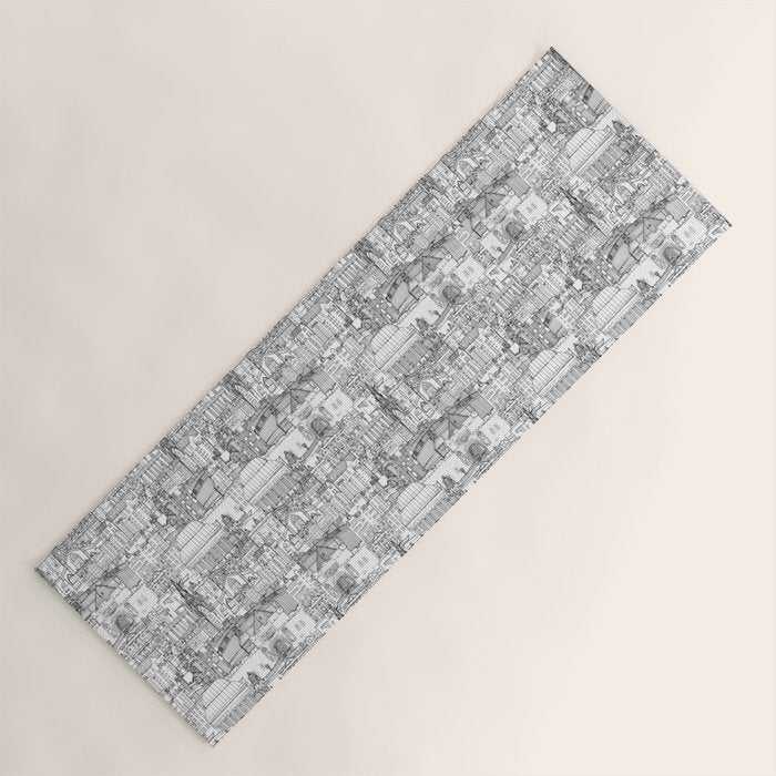 Edinburgh toile black white Yoga Mat Gallery Image 1
