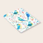 Birds and botanical flowers in a seamless pattern Notebook Gallery Image 3