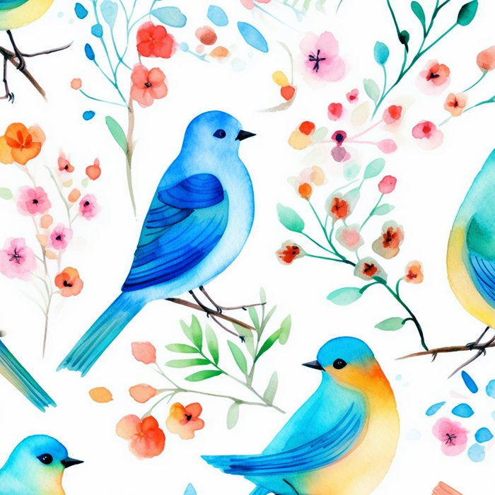 Birds and botanical flowers in a seamless pattern Coffee Mug Gallery Image 2