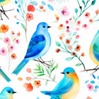 Birds and botanical flowers in a seamless pattern Coffee Mug Gallery Image 2