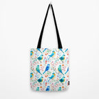 Birds and botanical flowers in a seamless pattern Tote Bag Gallery Image 2