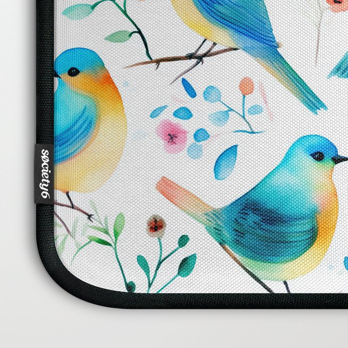 Birds and botanical flowers in a seamless pattern Laptop Sleeve Gallery Image 3