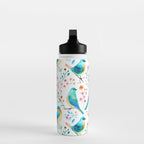 Birds and botanical flowers in a seamless pattern Water Bottle Gallery Image 3