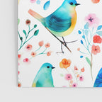 Birds and botanical flowers in a seamless pattern Poster Gallery Image 3