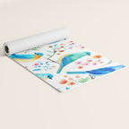 Birds and botanical flowers in a seamless pattern Yoga Mat Gallery Image 2