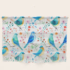 Birds and botanical flowers in a seamless pattern Wall Hanging Gallery Image 1