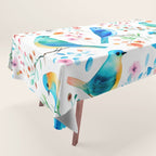 Birds and botanical flowers in a seamless pattern Tablecloth Gallery Image 1