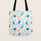 Birds and botanical flowers in a seamless pattern Tote Bag Gallery Image 1