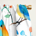 Birds and botanical flowers in a seamless pattern Window Curtain Gallery Image 2