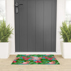 Flamingo birds and tropical garden          watercolor Welcome Mat Gallery Image 3
