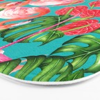Flamingo birds and tropical garden          watercolor Bath Mat Gallery Image 3