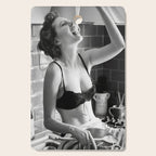 Spaghetti Girl, Black and White Vintage Photograph Cutting Board Gallery Image 1