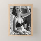 Spaghetti Girl, Black and White Vintage Photograph Mini Art Print Gallery Image 1