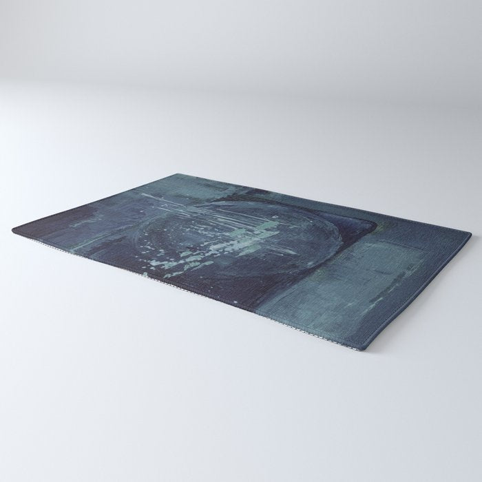 Deep Blue Abstract Circle Rug Gallery Image 3