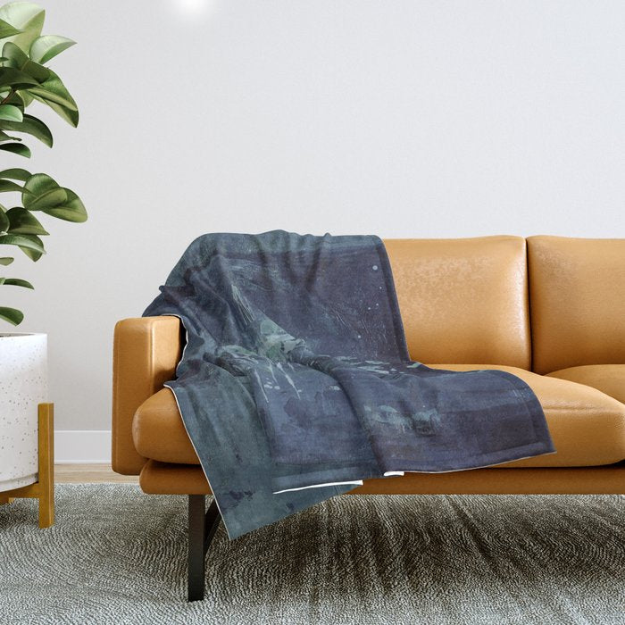 Deep Blue Abstract Circle Throw Blanket Gallery Image 1