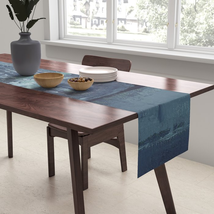 Deep Blue Abstract Circle Table Runner Gallery Image 2