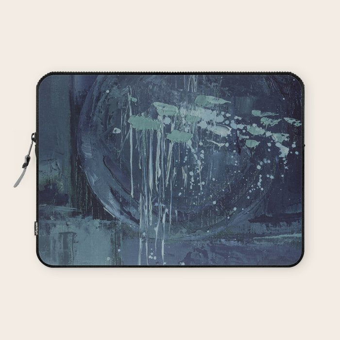 Deep Blue Abstract Circle Laptop Sleeve Gallery Image 1