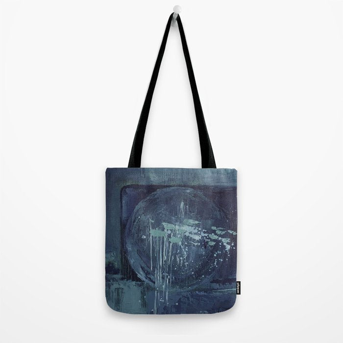 Deep Blue Abstract Circle Tote Bag Gallery Image 2
