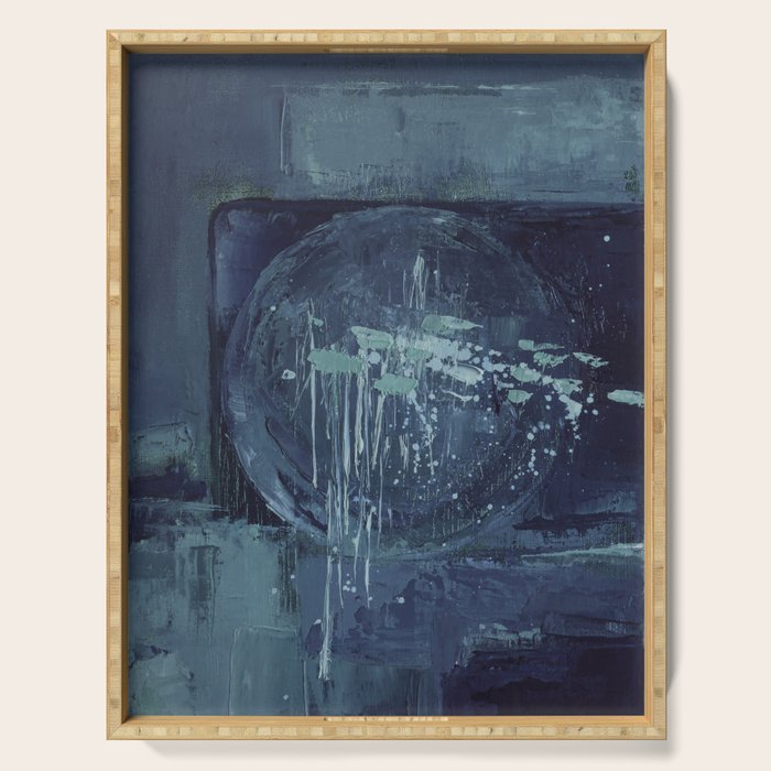 Deep Blue Abstract Circle Serving Tray Gallery Image 1