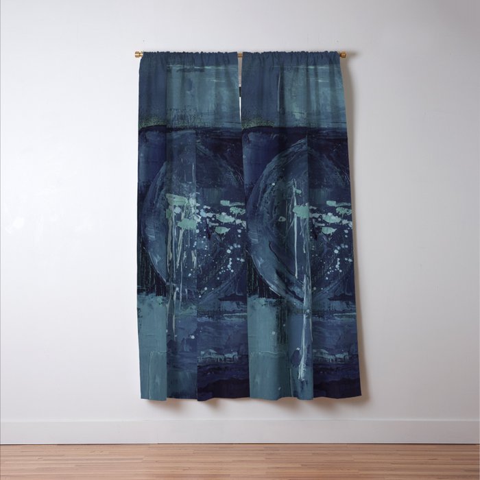 Deep Blue Abstract Circle Window Curtain Gallery Image 3