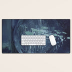 Deep Blue Abstract Circle Desk Mat Gallery Image 1